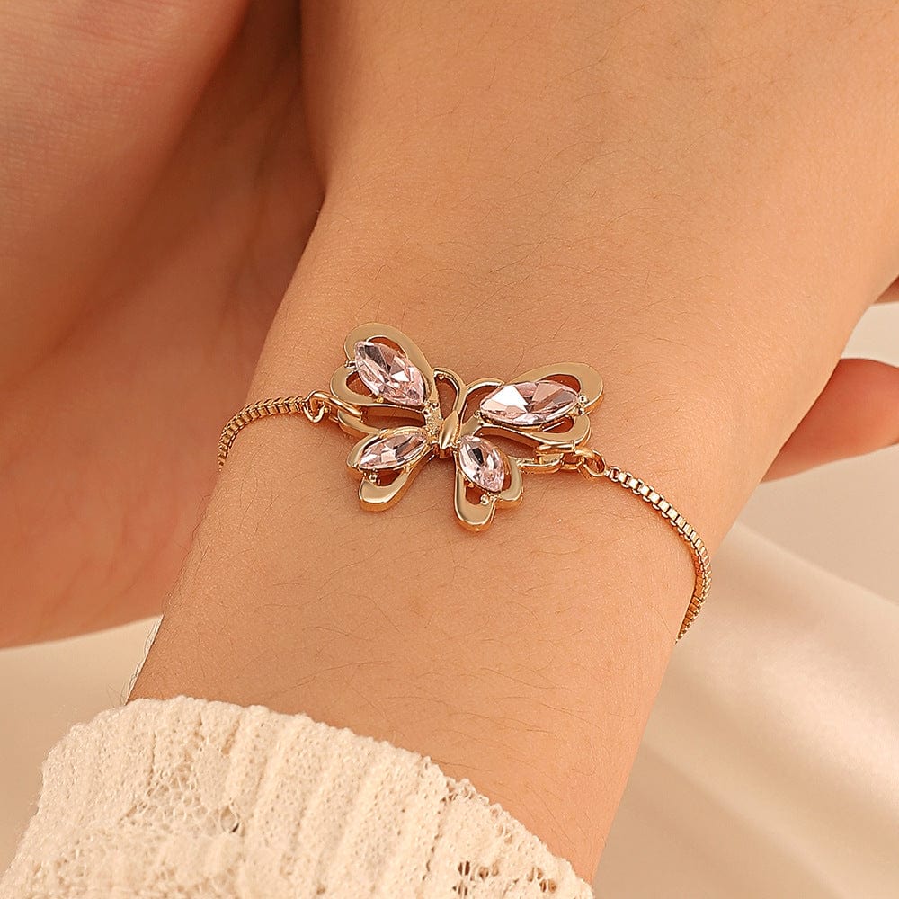 Chic Rhinestone Butterfly Bracelet - ArtGalleryZen