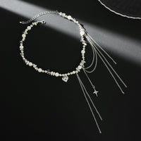 Thumbnail for Chic Rhinestone Heart Pendant Pearl Irregular Beaded Chain Tassel Choker Necklace - ArtGalleryZen
