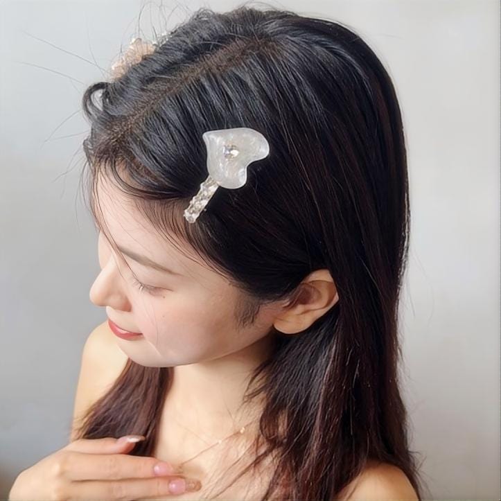 Chic Rhinestone Heart Resin Hair Clip