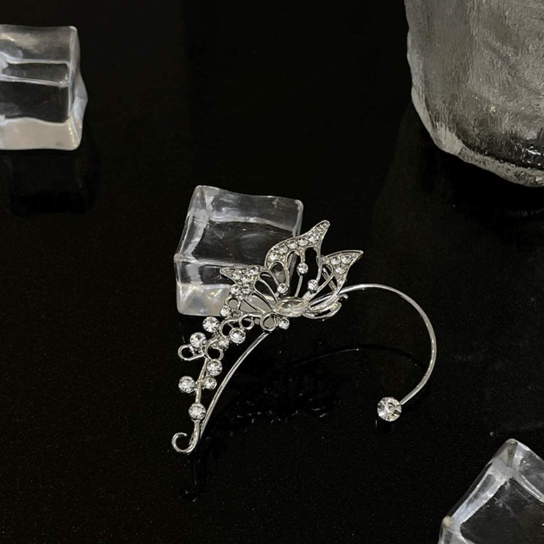 Chic Rhinestone Inlaid Butterfly Shape Ear Cuff Climber Crawler Wrap Earring - ArtGalleryZen