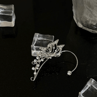 Thumbnail for Chic Rhinestone Inlaid Butterfly Shape Ear Cuff Climber Crawler Wrap Earring - ArtGalleryZen