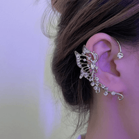 Thumbnail for Chic Rhinestone Inlaid Butterfly Shape Ear Cuff Climber Crawler Wrap Earring - ArtGalleryZen