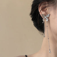 Thumbnail for Chic Rhinestone Inlaid Butterfly Tassel Chain Earrings