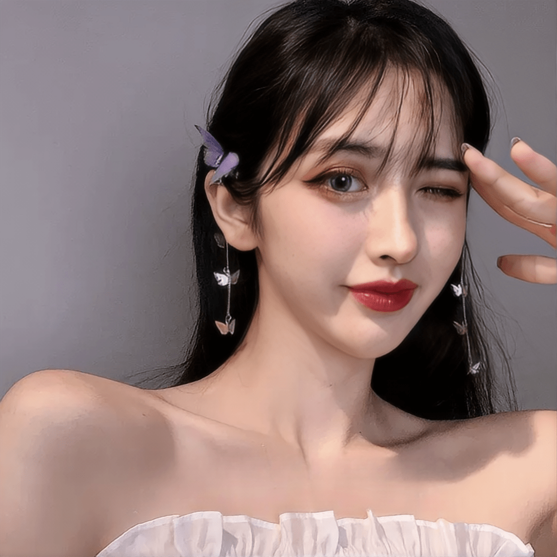 Chic Rhinestone Inlaid Gradient Butterfly Tassel Chain Hair Clip - ArtGalleryZen