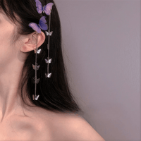 Thumbnail for Chic Rhinestone Inlaid Gradient Butterfly Tassel Chain Hair Clip - ArtGalleryZen