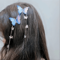 Thumbnail for Chic Rhinestone Inlaid Gradient Butterfly Tassel Chain Hair Clip - ArtGalleryZen