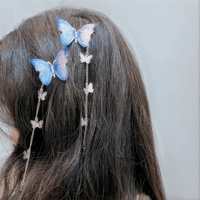 Thumbnail for Chic Rhinestone Inlaid Gradient Butterfly Tassel Chain Hair Clip