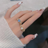 Thumbnail for Chic Rhinestone Inlaid Opal Heart Ring - ArtGalleryZen