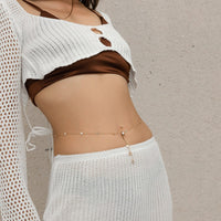 Thumbnail for Chic Rhinestone Inlaid Sequin Charm Navel Piercing Belly Chain