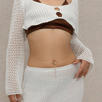 Thumbnail for Chic Rhinestone Inlaid Sequin Charm Navel Piercing Belly Chain