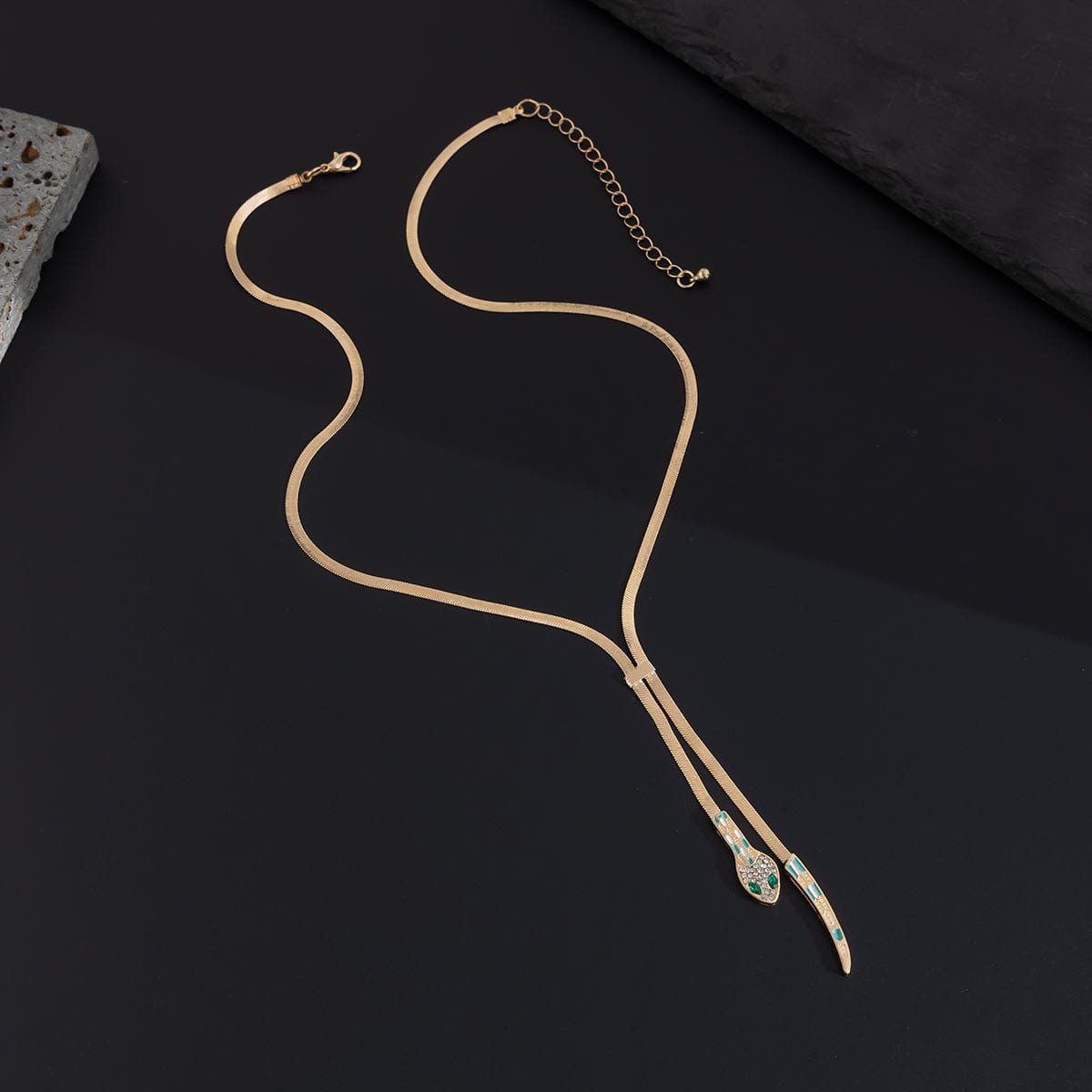 Chic Rhinestone Inlaid Snake Necklace