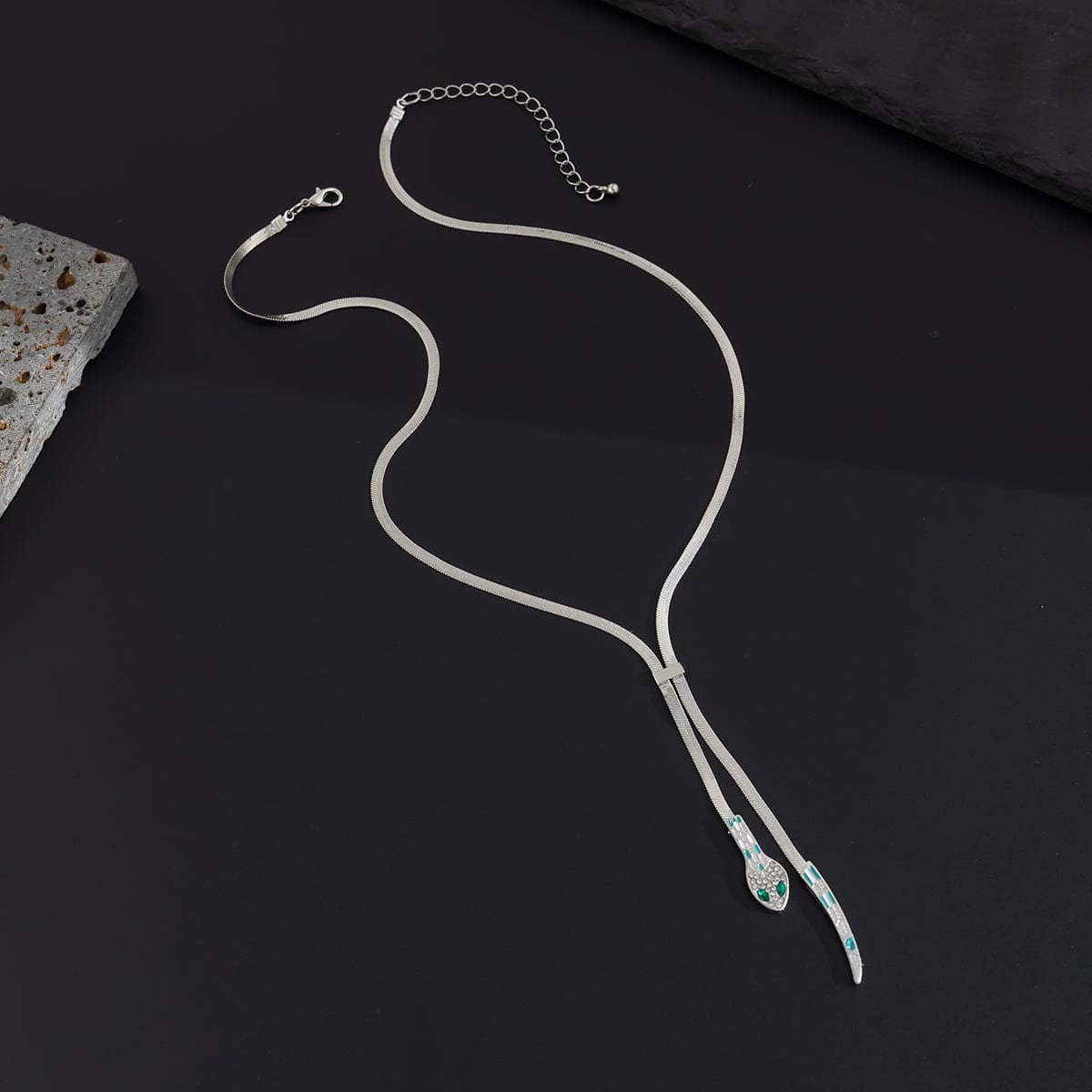 Chic Rhinestone Inlaid Snake Necklace