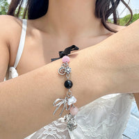 Thumbnail for Chic Ribbon Bowknot Strawberry Charm Crystal Chain Bracelet