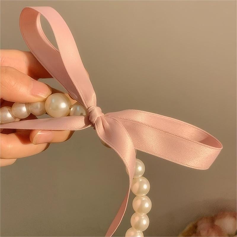 Chic Ribbon Pearl Hair Band - ArtGalleryZen