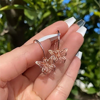 Thumbnail for Chic Rose Gold Butterfly Hoop Earrings - ArtGalleryZen