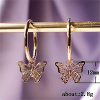 Thumbnail for Chic Rose Gold Butterfly Hoop Earrings - ArtGalleryZen