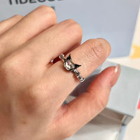 Thumbnail for Chic S925 Silver Enamel Sanrio Kuromi Ring