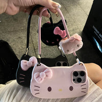 Thumbnail for Chic Sanrio Hello Kitty Plush Bowknot Handbag iPhone Case