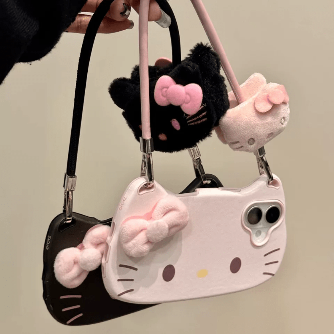 Chic Sanrio Hello Kitty Plush Bowknot Handbag iPhone Case