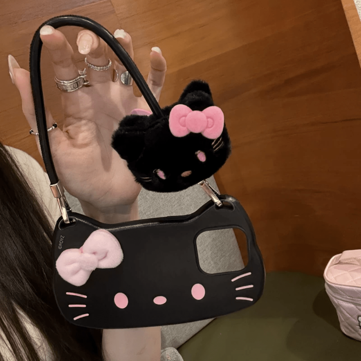 Chic Sanrio Hello Kitty Plush Bowknot Handbag iPhone Case