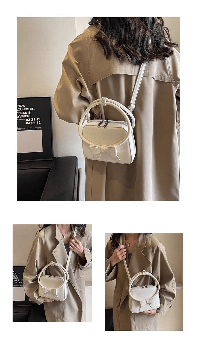 Chic Shoulder Crossbody Bowknot Leather Bag - ArtGalleryZen