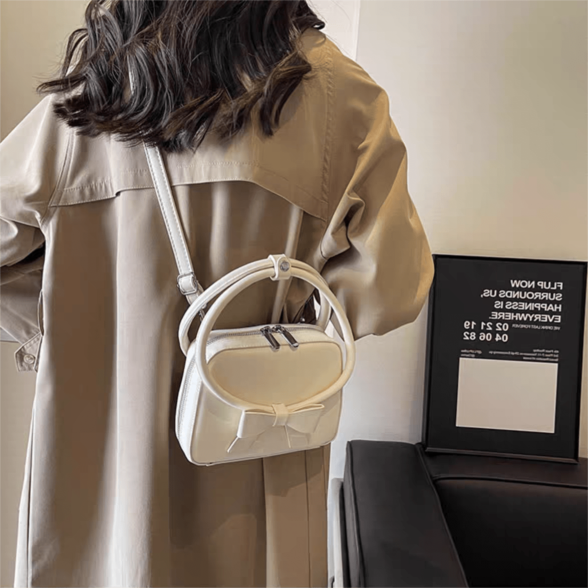 Chic Shoulder Crossbody Bowknot Leather Bag - ArtGalleryZen