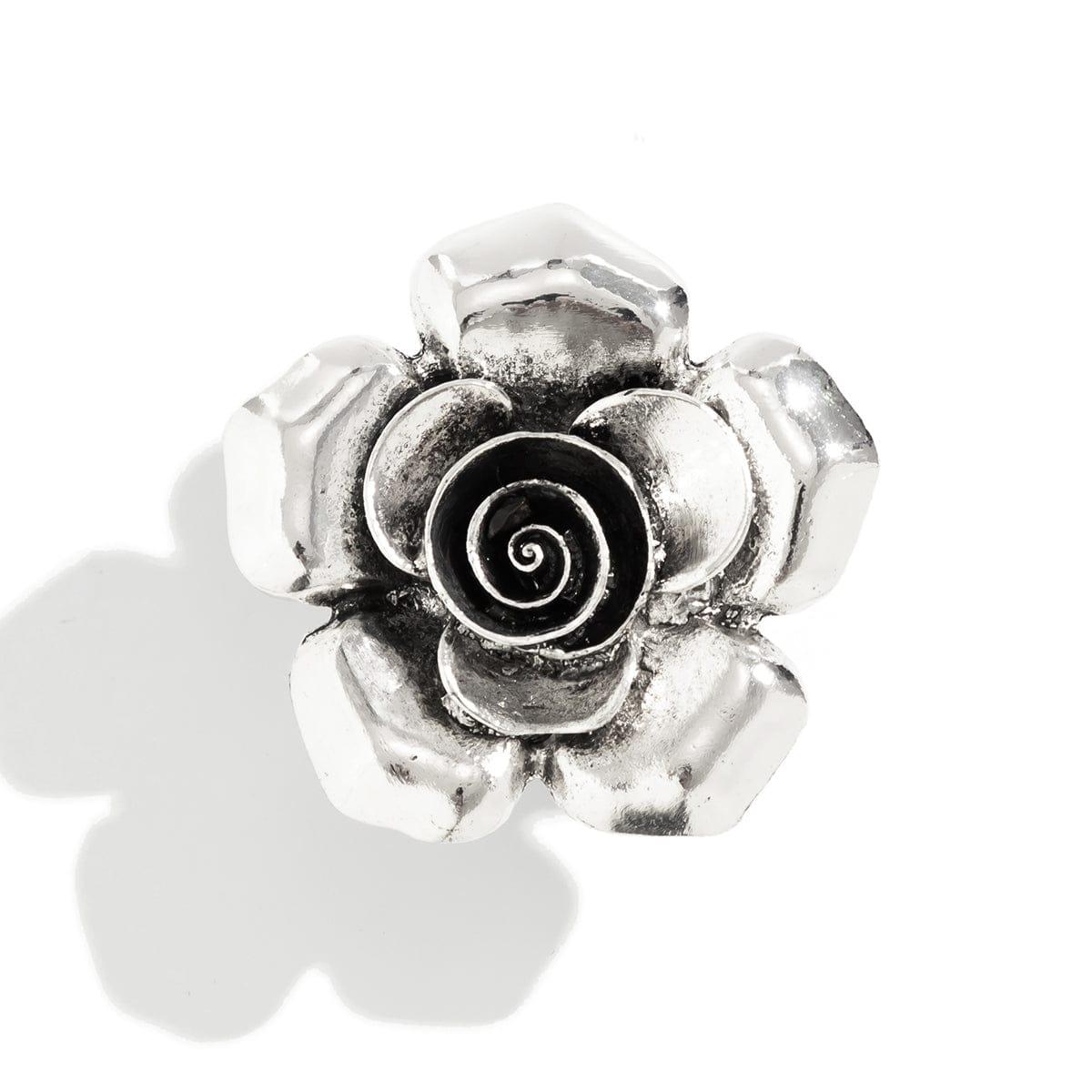 Chic Silver Tone Flower Open Ring - ArtGalleryZen