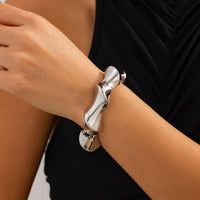 Thumbnail for Chic Silver Tone Glossy Twisted Bangle Bracelet