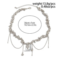 Thumbnail for Chic Silver Tone Heart Chain Tassel Irregular Beaded Choker Necklace - ArtGalleryZen