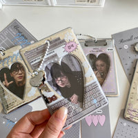 Thumbnail for Chic Silver Tone Heart Star Mirror Kpop Keychain Photocard Holder - ArtGalleryZen