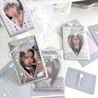 Thumbnail for Chic Silver Tone Heart Star Mirror Kpop Keychain Photocard Holder - ArtGalleryZen