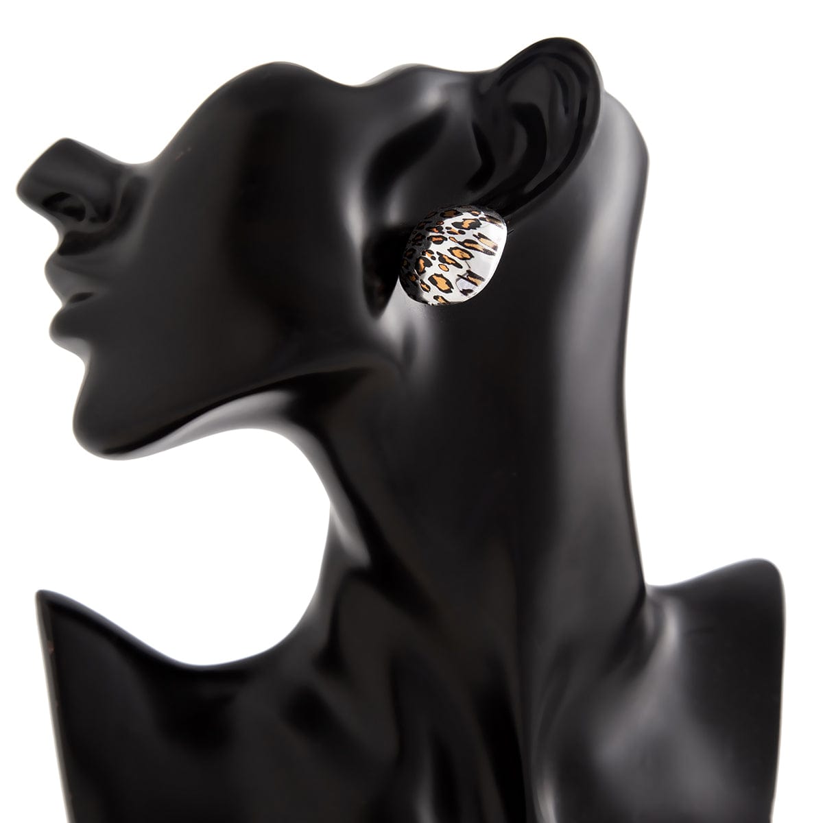 Chic Silver Tone Leopard Square Stud Earrings - ArtGalleryZen