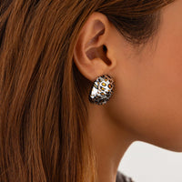 Thumbnail for Chic Silver Tone Leopard Square Stud Earrings - ArtGalleryZen