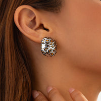 Thumbnail for Chic Silver Tone Leopard Square Stud Earrings