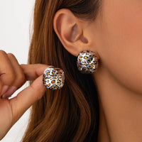 Thumbnail for Chic Silver Tone Leopard Square Stud Earrings