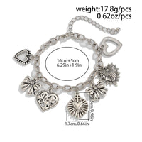 Thumbnail for Chic Silver Tone Pattern Heart Bowknot Pendant Bracelet - ArtGalleryZen