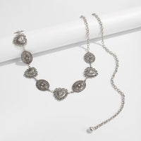 Thumbnail for Chic Silver Tone Pattern Heart Oval Waist Chain - ArtGalleryZen