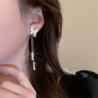 Thumbnail for Chic Sparkling CZ Inlaid Enamel Butterfly Rhinestone Tassel Earrings - ArtGalleryZen