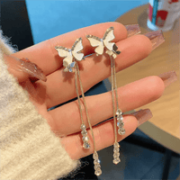 Thumbnail for Chic Sparkling CZ Inlaid Enamel Butterfly Rhinestone Tassel Earrings - ArtGalleryZen