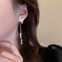 Thumbnail for Chic Sparkling CZ Inlaid Enamel Butterfly Rhinestone Tassel Earrings