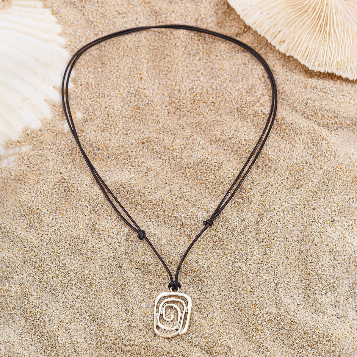 Chic Spiral Square Wax Cord String Necklace