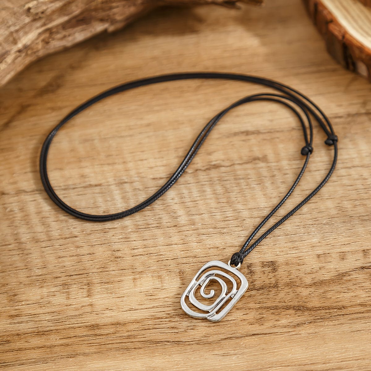 Chic Spiral Square Wax Cord String Necklace