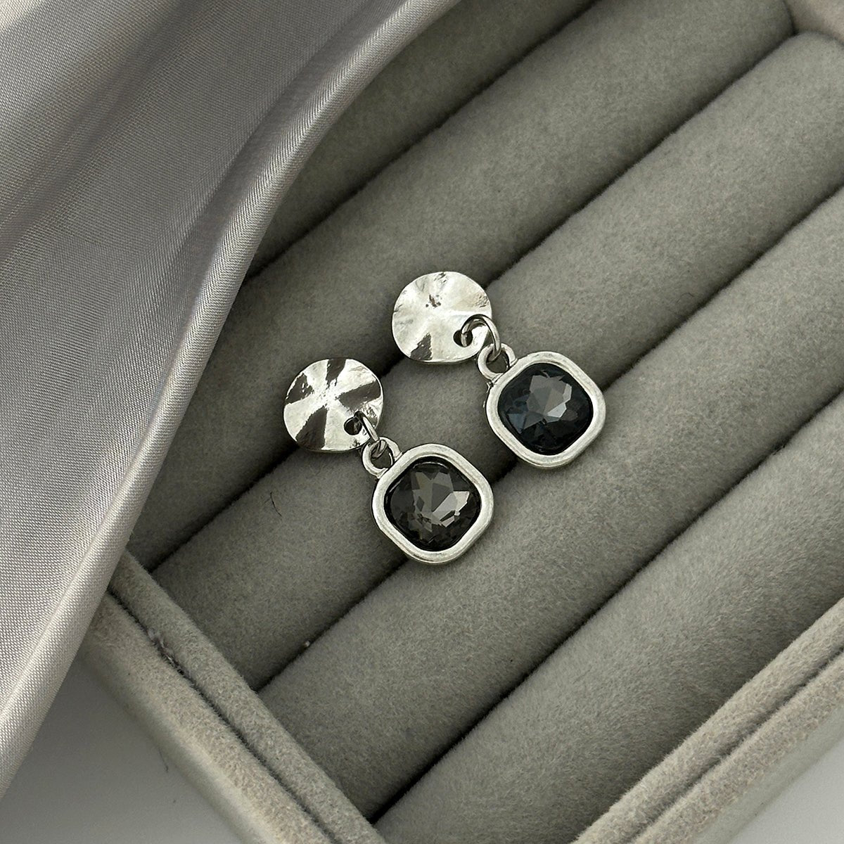 Chic Square Rhinestone Dangle Earrings - ArtGalleryZen