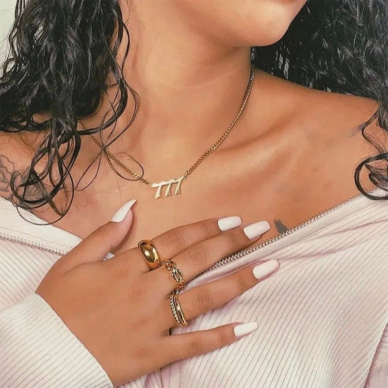 Chic Stainless Steel Angel Number Necklace - ArtGalleryZen