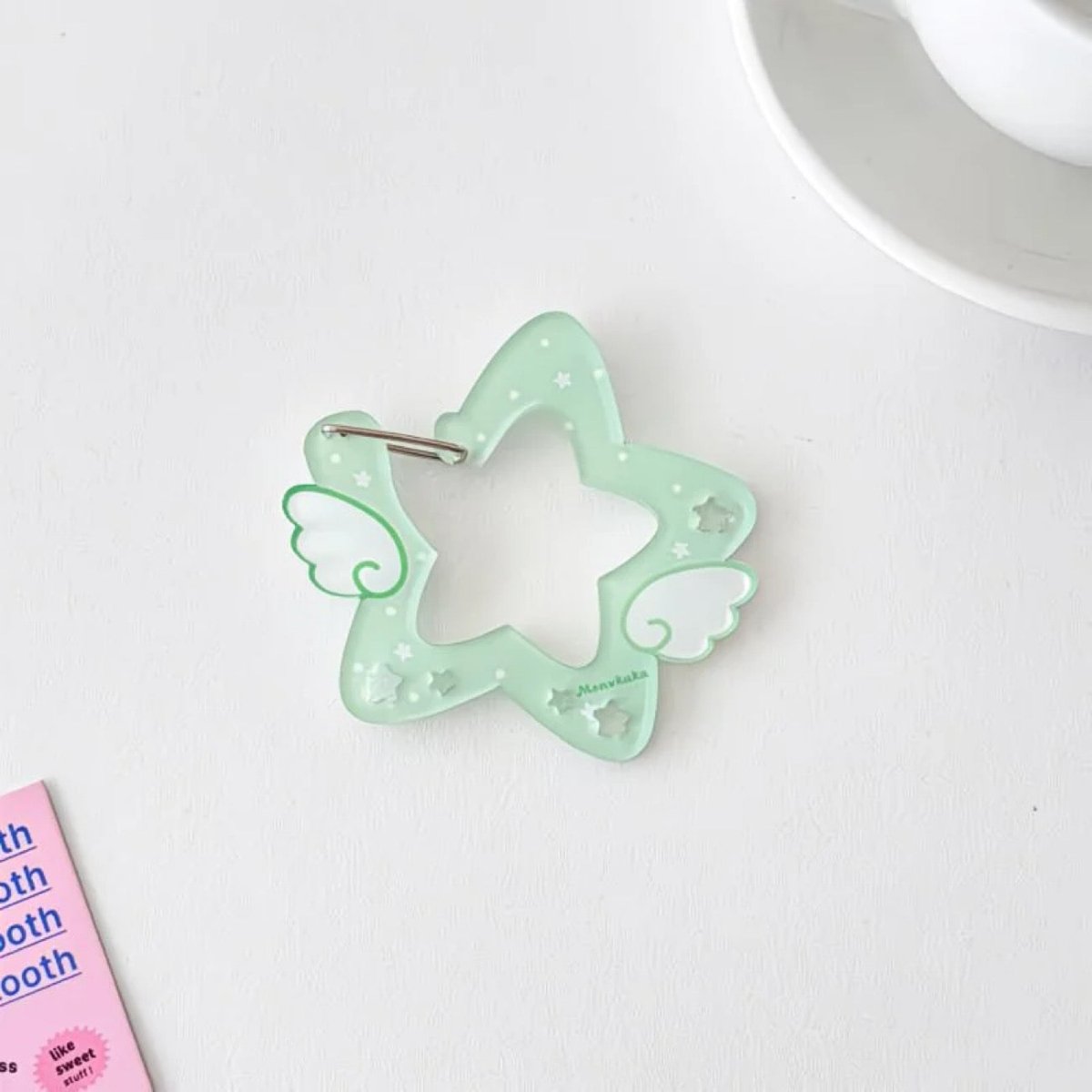Chic Star Angel Wing Kpop Acrylic Keychain Carabiner - ArtGalleryZen