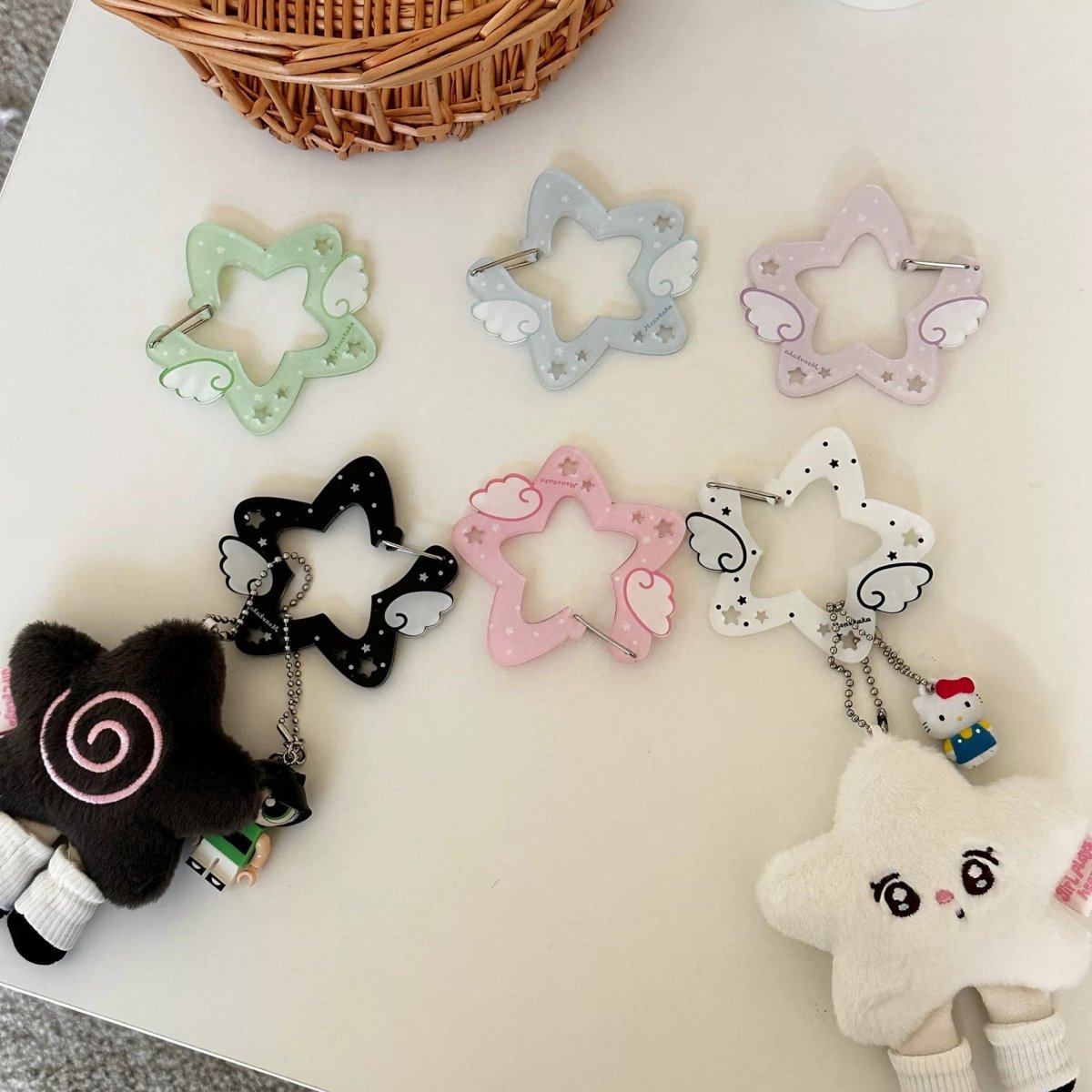 Chic Star Angel Wing Kpop Acrylic Keychain Carabiner - ArtGalleryZen