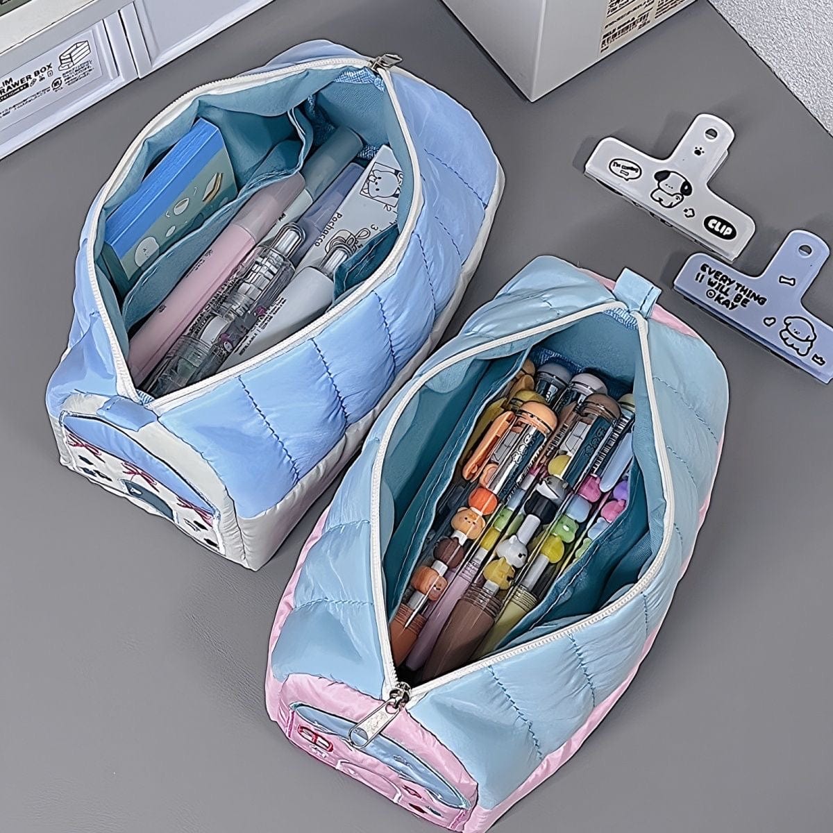 Chic Star Bowknot House Embroidered Pencil Case Storage Bag - ArtGalleryZen