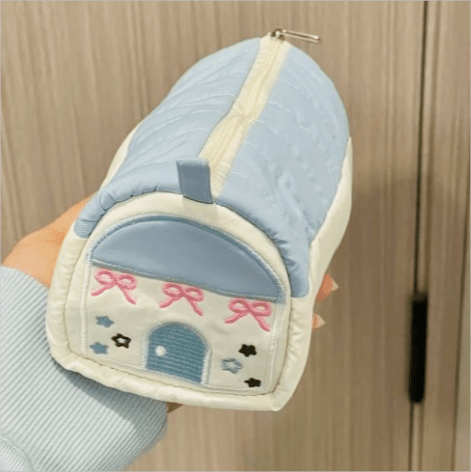 Chic Star Bowknot House Embroidered Pencil Case Storage Bag - ArtGalleryZen