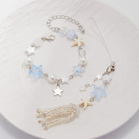 Thumbnail for Chic Star Charm Pearl Crystal Beaded Bracelet Keychain Phone Strap Set - ArtGalleryZen