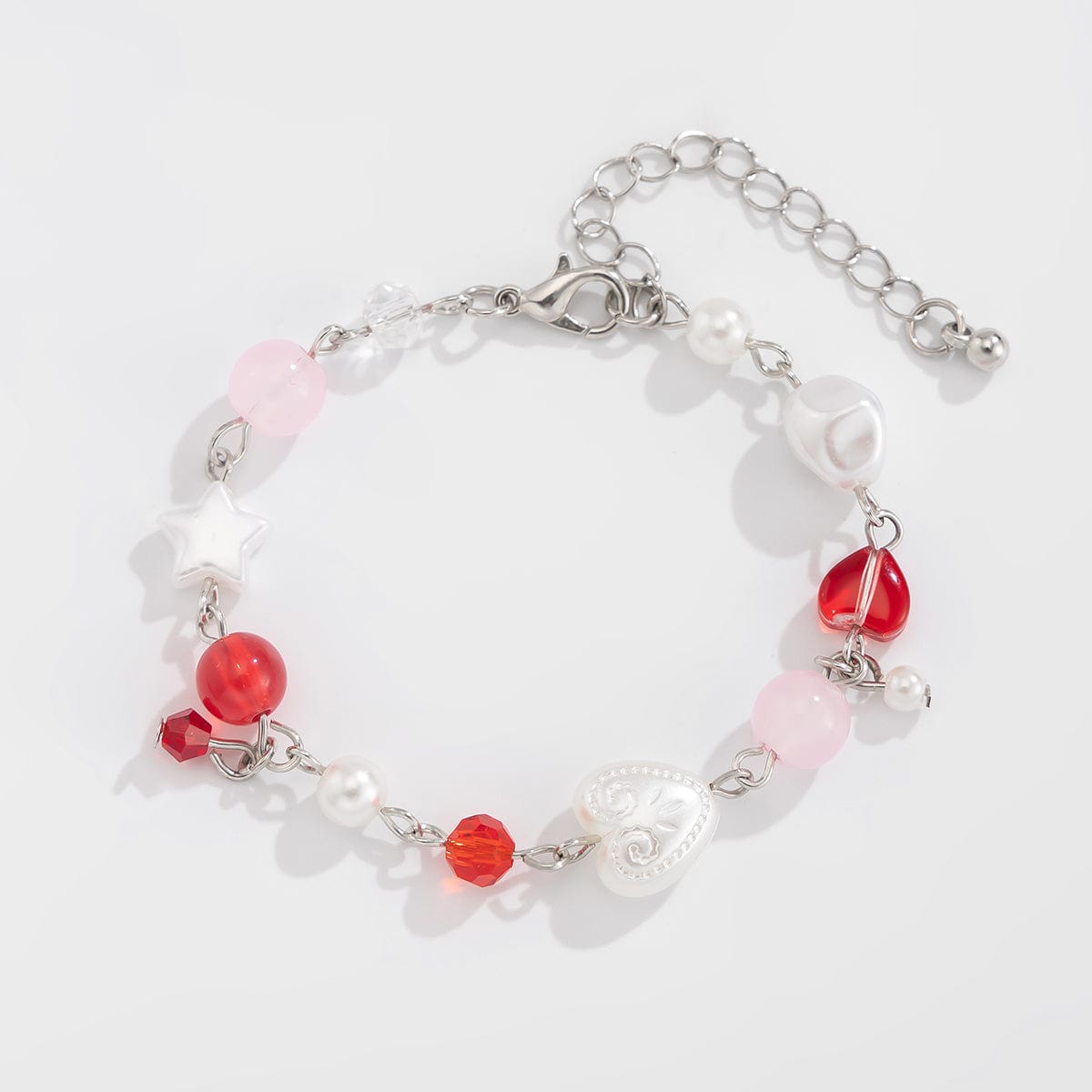Chic Star Heart Pearl Crystal Chain Bracelet - ArtGalleryZen